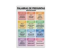 Wklsdrnd Spanish, Question Word Posters, Grammar Charts, Spanish Classroom Decorations, Education Posters Canvas Wall Art Prints 12x18inch(30x45cm) Unframe-style