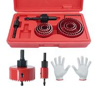 Wkmamo 11PCS Hole Saw Cutter Kit Carbon Steel Downlights Drill Bit Tools for Wood, Plasterboard, Density board and Non Ferrous Metals 19-64mm