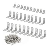 Wkmamo 30 Pcs Right Angle Brackets, 20 * 20/40 * 40/50 * 50mm 90 Degree Corner Braces Set,Stainless Steel L Shaped Brackets with Screws for Furniture Fixations