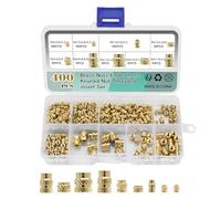 Wkmamo 400 Pieces Threaded Insert, Internal Thread Knurled Brass Thread Insert Embedded Nut Assortment Kit M2 M2.5 M3 M4 M5 M6 for Plastic Parts or 3D Printed Parts by Ultrasonic