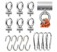 Wkmamo 6 Pcs Awning Rail Stoppers,304 Stainless Steel Campervan Awning Stoppers,Ends Stoppers Blocking Kit for Caravan with 4 pcs Carabiner Hooks, 4 pcs S Hooks