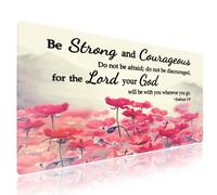 Wknoon 31.5" x 15.8" Large Gaming Mouse Pad, Be Strong and Courageous Joshua 1:9 Christian Bible Verse Scripture Quote Pink Lotus Flowers Floral Art, XXL Inspirational Desk Mat Office Accessories