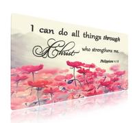 Wknoon 31.5" x 15.8" Large Gaming Mouse Pad, I Can Do All Things Through Christ Inspirational Quote, Bible Verse Scripture Philippians 4:13 Pink Lotus Flowers Floral, XXL Desk Mat Office Accessories