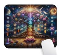 Wknoon 9.5"x 7.9" Mouse Pad (Abstract Tree of Life), Non-Slip Mat for Desk, Smooth Surface for Gaming & Office Work, Cosmic Chakras Fantasy Colorful Divine Design Celestial Dream with Lotus Flower
