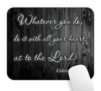 Wknoon 9.5"x 7.9" Mouse Pad (Colossians 3:23), Non-Slip Mat for Desk, Gaming & Office Work, Whatever You Do Do It for The Lord, Christian Bible Verse Scripture Quote Rustic Black Wood Grain