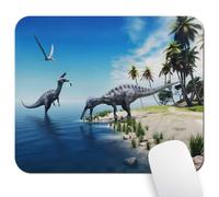 Wknoon 9.5"x 7.9" Mouse Pad (Dinosaur), Non-Slip Mat for Desk, Smooth Surface for Gaming & Office Work, Tropical Prehistoric Wonderland, Jurassic Pterosaur Catching Large Fish