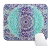 Wknoon 9.5"x 7.9" Mouse Pad (Mandala Purple and Turquoise), Non-Slip Mat for Desk, Smooth Surface for Gaming & Office Work, Hippie Ombre Floral Inner Peace and with Ornamental Art