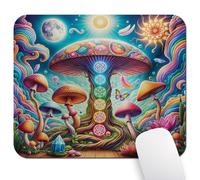 Wknoon 9.5"x 7.9" Mouse Pad (Mushroom Grove), Non-Slip Mat for Desk, Smooth Surface for Gaming & Office Work, Enchanting Fantasy Design with Chakras Crystals Lotus and Cosmic Marvels