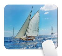 Wknoon 9.5"x 7.9" Mouse Pad (Nautical Sailboat), Non-Slip Mat for Desk, Smooth Surface for Gaming & Office Work, Sunlit Sailing Spectacle on The Sea Regatta Race Yacht Windy Weather Competition