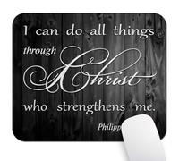 Wknoon 9.5"x 7.9" Mouse Pad (Philippians 4:13), Non-Slip Mat for Desk, Smooth Surface for Gaming & Office, I Can Do All Things Through Christ, Christian Bible Verse Scripture Quote Rustic Black Wood