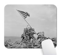 Wknoon 9.5"x 7.9" Mouse Pad (Raising The Flag on Iwo Jima), Non-Slip Mat for Desk, Smooth Surface for Gaming & Office Work, Memorial Old Photo Retro Patriotic Design