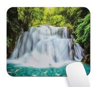Wknoon 9.5"x 7.9" Mouse Pad (Waterfall), Non-Slip Mat for Desk, Smooth Surface for Gaming & Office Work, Clouds of Fog Rolling Over Falls and Trees Clear Pond with Fishes