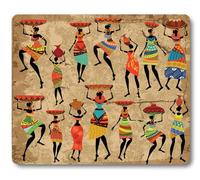 Wknoon African Women Silhouettes with Traditional Clothes Carrying Bowls on Head Mouse Pad, Vintage Colorful Design Retro Print Art Mouse Pads