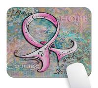 Wknoon Breast Cancer Awareness Pink Ribbon Cloth Cover Mouse Pad, Hope Encourage Believe Inspirational Quote Mouse Pads