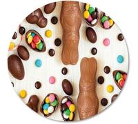 Wknoon Easter Bunny Colorful Spring Holiday Ornaments Elements Chocolate Egg Round Mouse Pad