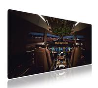 Wknoon Extra Large Gaming & Office Mouse Pad (31.5" x 11.8") - Airplane Cockpit for Boeing 777 Enthusiast, Premium XXL Desk Mat with Durable Stitched Edges