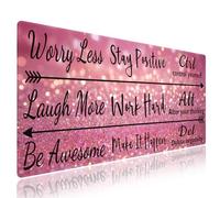Wknoon. Extra Large Gaming & Office Mouse Pad (31.5" x 11.8") - Inspirational Quote Stay Positive Work Hard & Pink Glitter Design, Premium Anti-Slip XXL Desk Mat with Durable Stitched Edges