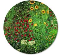 Wknoon Historic Vintage Sunflower Garden by Gustav Klimt Round Mouse Pad, Classic Fine Art Retro Antique Multicolor Oil Painting Circular Mouse Pads