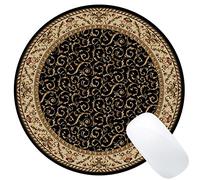 Wknoon Round Mouse Pad Vintage Oriental Persian Floral Rug Mat Design Art (Black)