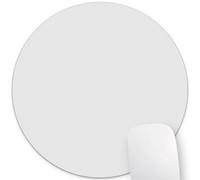 Wknoon White Round Mouse Pad, 7.9" Diameter & 0.12" Thickness (200mmx200mmx3mm), Non-Slip Rubber Base & Smooth Fabric Surface Cute Circular Blank Desk Mat for Laptop