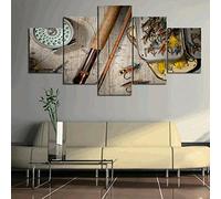 WKqifeil 5 Panels Multi Panel Print Fly Fishing Canvas Wall Art Trout Fisherman Man Cave Pictures Paintings Print Home Decor Canvas Print Wall Art Pictures No Framed W100cm*H50cm