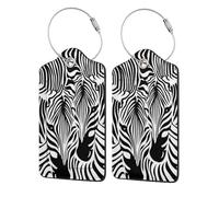 WKSGDSG 2-Pack Luggage Tags for Suitcases, Abstract Animal Zebra, Personalized Aesthetic PU Leather Baggage Tags with Privacy Protection, Luggage Identifier Travel Id Tag for Cruise Vacations, 2 PCS