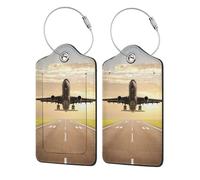 WKSGDSG 2-Pack Luggage Tags for Suitcases, Airplane, Personalized Aesthetic PU Leather Baggage Tags with Privacy Protection, Luggage Identifier Travel Id Tag for Cruise Vacations, 2 PCS
