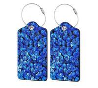 WKSGDSG 2-Pack Luggage Tags for Suitcases, Blue Rose, Personalized Aesthetic PU Leather Baggage Tags with Privacy Protection, Luggage Identifier Travel Id Tag for Cruise Vacations, 2 PCS