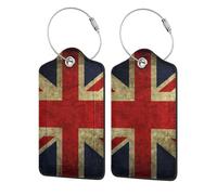 WKSGDSG 2-Pack Luggage Tags for Suitcases, British Flag, Personalized Aesthetic PU Leather Baggage Tags with Privacy Protection, Luggage Identifier Travel Id Tag for Cruise Vacations, 2 PCS