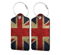 WKSGDSG 2-Pack Luggage Tags for Suitcases, British Flag, Personalized Aesthetic Pu Leather Baggage Tags with Privacy Protection, Luggage Identifier Travel Id Tag for Cruise Vacations