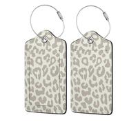 WKSGDSG 2-Pack Luggage Tags for Suitcases, Brown Pattern Leopard, Personalized Aesthetic PU Leather Baggage Tags with Privacy Protection, Luggage Identifier Travel Id Tag for Cruise Vacations, 2 PCS