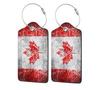 WKSGDSG 2-Pack Luggage Tags for Suitcases, Canada Flag, Personalized Aesthetic PU Leather Baggage Tags with Privacy Protection, Luggage Identifier Travel Id Tag for Cruise Vacations, 2 PCS