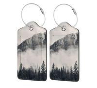 WKSGDSG 2-Pack Luggage Tags For Suitcases, Canadian Mountain Cliff, Personalized Aesthetic PU Leather Baggage Tags With Privacy Protection, Luggage Identifier Travel Id Tag For Cruise Vacations, 2 PCS