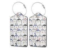 WKSGDSG 2-Pack Luggage Tags for Suitcases, Cute Penguin, Personalized Aesthetic PU Leather Baggage Tags with Privacy Protection, Luggage Identifier Travel Id Tag for Cruise Vacations, 2 PCS