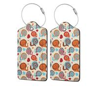 WKSGDSG 2-Pack Luggage Tags for Suitcases, Cute Snail, Personalized Aesthetic PU Leather Baggage Tags with Privacy Protection, Luggage Identifier Travel Id Tag for Cruise Vacations, 2 PCS