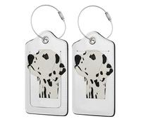 WKSGDSG 2-Pack Luggage Tags for Suitcases, Dalmatian, Personalized Aesthetic PU Leather Baggage Tags with Privacy Protection, Luggage Identifier Travel Id Tag for Cruise Vacations, 2 PCS