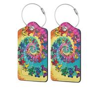 WKSGDSG 2-Pack Luggage Tags for Suitcases, Dancing Thanksgiving Bear, Personalized Aesthetic Pu Leather Baggage Tags with Privacy Protection, Luggage Identifier Travel Id Tag for Cruise Vacations