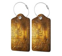 WKSGDSG 2-Pack Luggage Tags for Suitcases, Egypt Hieroglyphics, Personalized Aesthetic PU Leather Baggage Tags with Privacy Protection, Luggage Identifier Travel Id Tag for Cruise Vacations, 2 PCS