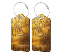 WKSGDSG 2-Pack Luggage Tags for Suitcases, Egypt Hieroglyphics, Personalized Aesthetic Pu Leather Baggage Tags with Privacy Protection, Luggage Identifier Travel Id Tag for Cruise Vacations