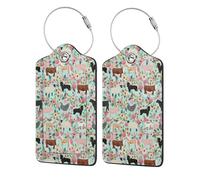 WKSGDSG 2-Pack Luggage Tags for Suitcases, Farm Animal, Personalized Aesthetic Pu Leather Baggage Tags with Privacy Protection, Luggage Identifier Travel Id Tag for Cruise Vacations