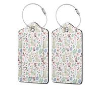 WKSGDSG 2-Pack Luggage Tags for Suitcases, Flowers Bunnies Birds, Personalized Aesthetic PU Leather Baggage Tags with Privacy Protection, Luggage Identifier Travel Id Tag for Cruise Vacations, 2 PCS