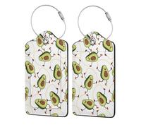 WKSGDSG 2-Pack Luggage Tags for Suitcases, Funny Cartoon Avocados, Personalized Aesthetic PU Leather Baggage Tags with Privacy Protection, Luggage Identifier Travel Id Tag for Cruise Vacations, 2 PCS
