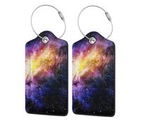 WKSGDSG 2-Pack Luggage Tags for Suitcases, Galaxy Universe, Personalized Aesthetic PU Leather Baggage Tags with Privacy Protection, Luggage Identifier Travel Id Tag for Cruise Vacations, 2 PCS