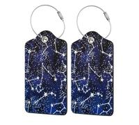 WKSGDSG 2-Pack Luggage Tags for Suitcases, Glow in The Dark, Personalized Aesthetic PU Leather Baggage Tags with Privacy Protection, Luggage Identifier Travel Id Tag for Cruise Vacations, 2 PCS