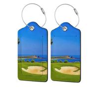 WKSGDSG 2-Pack Luggage Tags for Suitcases, Golf Course, Personalized Aesthetic PU Leather Baggage Tags with Privacy Protection, Luggage Identifier Travel Id Tag for Cruise Vacations, 2 PCS