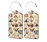 WKSGDSG 2-Pack Luggage Tags for Suitcases, Hairy Ferret, Personalized Aesthetic Pu Leather Baggage Tags with Privacy Protection, Luggage Identifier Travel Id Tag for Cruise Vacations
