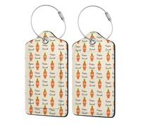 WKSGDSG 2-Pack Luggage Tags for Suitcases, Happy Carrot, Personalized Aesthetic PU Leather Baggage Tags with Privacy Protection, Luggage Identifier Travel Id Tag for Cruise Vacations, 2 PCS