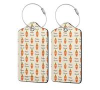 WKSGDSG 2-Pack Luggage Tags for Suitcases, Happy Carrot, Personalized Aesthetic Pu Leather Baggage Tags with Privacy Protection, Luggage Identifier Travel Id Tag for Cruise Vacations