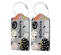 WKSGDSG 2-Pack Luggage Tags for Suitcases, Happy Halloween, Personalized Aesthetic PU Leather Baggage Tags with Privacy Protection, Luggage Identifier Travel Id Tag for Cruise Vacations, 2 PCS