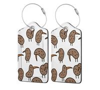 WKSGDSG 2-Pack Luggage Tags for Suitcases, Kiwi Birds Cute, Personalized Aesthetic Pu Leather Baggage Tags with Privacy Protection, Luggage Identifier Travel Id Tag for Cruise Vacations